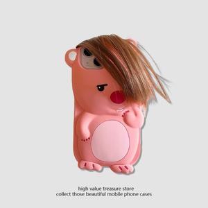 iPhone 16 15 14 13 12 11 Pro Max 웃긴 앞머리 비버 실리콘 소프트 커버 케이스