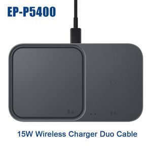 여행용 어댑터가 포함된 15W 무선 충전기 듀오, 삼성 Qi S23/S21/S10/S9/S8/Note20+/Smart 갤럭시 Airpods3 Watch3-7 EP-P5400용