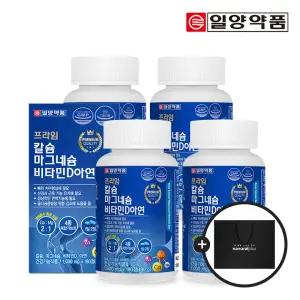 일양약품 프라임 칼슘마그네슘비타민D아연 1,000mg x 180정 4병 (총 12개월분) + 쇼핑백2호