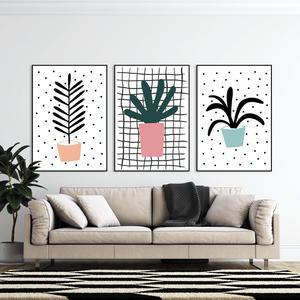 식물 꽃 그림 3종 카페 거실 주방 북유럽 벽 인테리어 액자 집들이선물 귀여운손그림