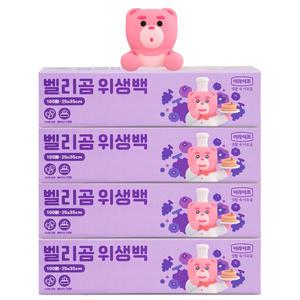 롯데이라이프 벨리곰 냉장냉동겸용 일회용 위생백 중 100매 x 4개
