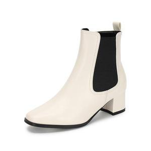 [포멜카멜레] 소가죽 스퀘어 첼시부츠  Ivory 5cm