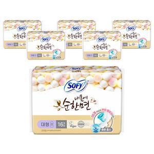 쏘피 내몸에 안심 흡수 생리대 순한면 에이 날개형 대형 16개입 6개