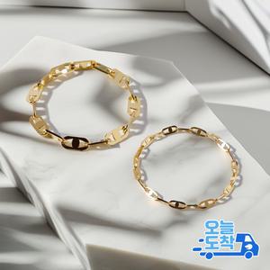 14K 신 사다리 체인 금 반지