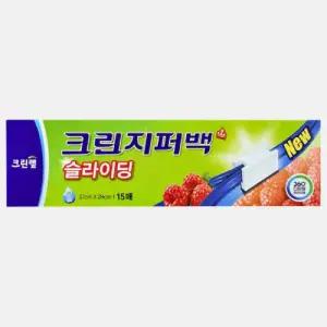 크린랩 지퍼백 슬라이딩(대) 27x28x15매/크린/특대/롤백/이중/비닐봉투/실리콘/주방/용품/크린백/비닐/봉지