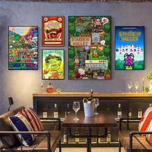 Stardew Valley 게임 포스터 스티커 HD 벽 예술 레트로 가정용 카와이 방 장식