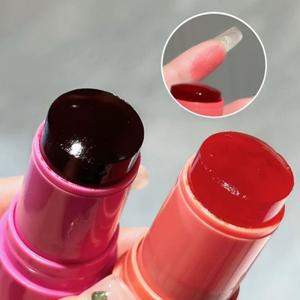 3-in-1 밀크 젤리 틴트 페이셜 블러셔 완드 포켓 블러쉬 스틱 실키 브라이트 뺨 워터 쉬어 립 얼룩