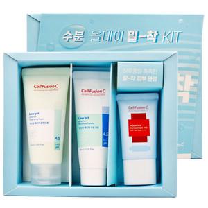 셀퓨전씨 수분 올데이 밀착 키트 클렌징폼50ml+수분크림40ml+아쿠아티카 선크림20ml 25년 10월까지