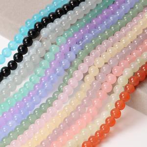 주얼리 제작용 모조 옥 불투명 유리 라운드 루즈 비즈 DIY 팔찌 목걸이 귀걸이 결과물 6mm 8mm 10mm