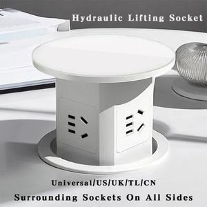 유압식 리프팅 소켓 4 면 전원 장치 UN TL US UK 플러그 어댑터 흰색 색상 USB C 타입 무선 충전
