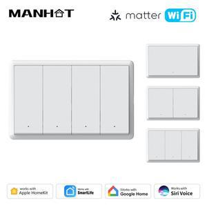 Tuya Matter WiFi 스마트 스위치 중립 와이어 옵션 미국 표준 푸시 버튼 라이트 Alexa를 통한 음성 제어
