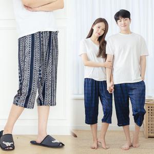 쿨 스판 아이스팬츠 몸빼바지 여름 반바지 잠옷 5부 7부 주머니 O 남성 여성 공용 긴 파자마 9부 편한 홈웨어