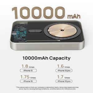 HINOVO QI2 무선 Magsafe 보조베터리 10000mAh 15W 고속 충전 양방향  휴대용 포켓 금속