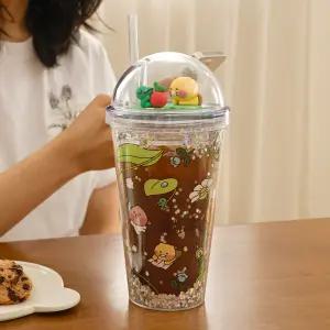 카카오프렌즈 돔형 빨대 텀블러 450ml 투명 콜드컵