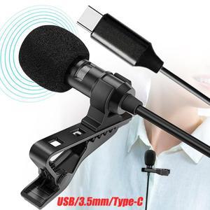 미니 휴대용 라 발리에 마이크 콘덴서 클립 온 옷깃 유선 USB 3.5mm Type-C Microfon For Cell 스마트 폰