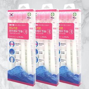 국산 e-깨끗한 광폭칫솔 4개입 3세트 넓은 와이드헤드 부드러운 초미세모 향균 히말라야 소금담은 왕칫솔