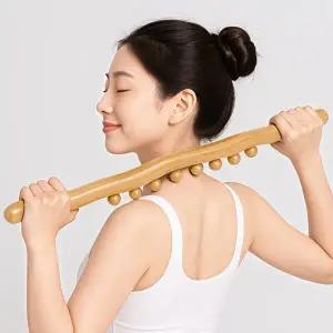 [할인바이할인]군살분해 롱롱 우드안마봉 림프절 순환 구슬지압 바디괄사 마사지스틱