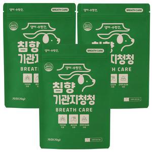 강아지 기관지 영양제 호흡기 감기 기침 거위소리 켁켁 헥헥 거림 댕이수랏간 침향 기관지청청 70g 3개