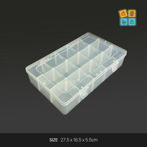 플라스틱 수납케이스 15칸 27.5x16.5x5.5cm 투명 보관함 약통 정리함 악세사리 보관함 비즈정리