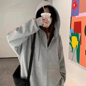 여성 베이직 무채색 오버핏 후드집업 후드자켓 3컬러