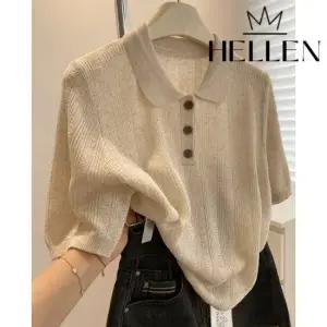 [헬렌] 스카시 카라넥 반팔 여름 니트 햄프카라반팔니트 B-340