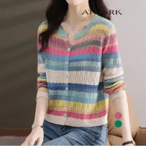 ATMARK 포인레인보우배색가디건_AA46CD011G