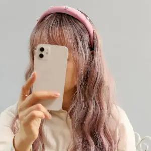(엔젤슈슈) 새틴 진주 볼륨 헤어밴드 핑크 머리띠