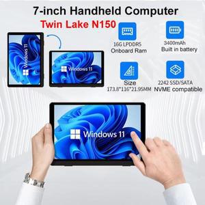 7 인치 트윈 레이크 N150 미니 PC Windows 11 DDR5 16GB 512GB SSD 터치 스크린 태블릿 WiFi6 BT5.2 데스