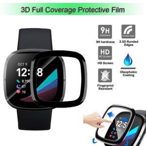 Fitbit Versa 2/3/4 HD 클리어 스크린 보호대, 3D 아크 엣지 필름, Sense 1/2 풀 커버리지 보호 (유리 아님