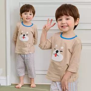 도트도그 칠부내의 무형광 국내원단 유아 아동 실내복 상하의세트 아기선물