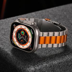 Apple Watch Ultra 2 밴드 용 티타늄 팔찌 IWatch 시리즈 9 8 7 6 5 4 Se 3 2 용 49mm 45mm 44mm 42mm 비즈니스 스트랩