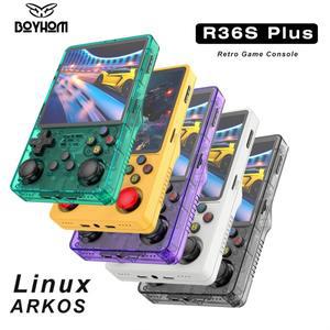 탑 4인치 IPS 대화면 R36S Plus 레트로 휴대용 게임기 Linux 64비트 시스템 포터블 포켓 ARKOS 2.0