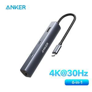 Anker USB C 허브 PowerExpand 6-in-1 PD 이더넷 허브(65W 전원 공급 4K HDMI 1Gbps 3.0 데이터 포트 2개)