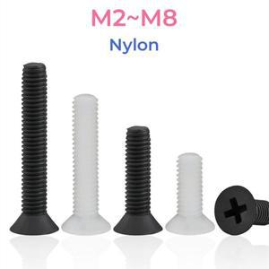 검정색 흰색 PA66 나일론 접시 머리 나사 M2 M2.5 M3 M4 M5 M6 M8 플라스틱 필립스 플랫 헤드 나사 볼트