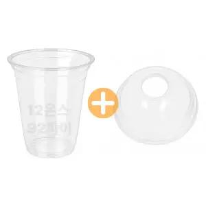 350ml 아이스컵 투명컵 일회용커피컵 돔뚜껑 세트 12온스 92파이 100개입