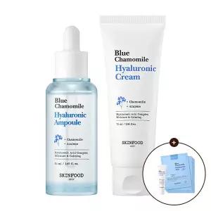 [스킨푸드] [SET]블루 캐모마일 히알루로닉 앰플&크림 + (증정)패드2매입5개+크림15ml 1개