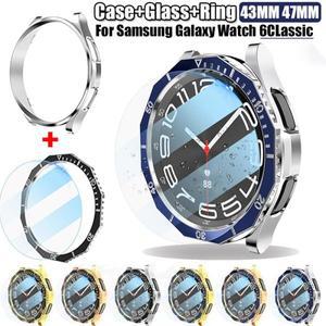3in 1 케이스 + 베젤 링 삼성 갤럭시 시계 6 클래식 47MM 화면 보호기 범퍼 용 유리 필름
