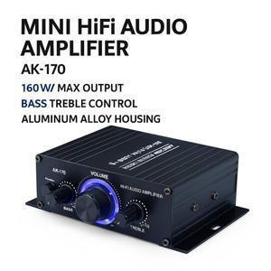 AK-170 미니 HiFi 오디오 증폭기 12V 2.0CH 스테레오 앰프 20Wx2 자동차 홈 스피커용 저음 고음 제어 기능