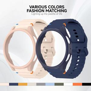 갤럭시 시계 7 6 용 케이스 스트랩 갤럭시 시계 7 6 팔찌 용 40mm 44mm 실리콘 공식 밴드 PC 보호기 커버 범퍼
