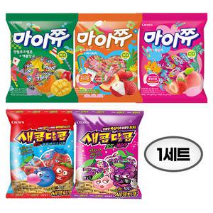 [태암] 크라운 츄잉캔디 모음 대용량 마이쮸 3종+새콤달콤 2종 (총5개)