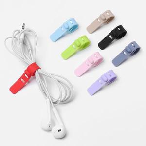 20pcs 케이블 와인더 주최자 실리콘 이어폰 클립 와이어 코드 관리 버클 스트랩 재사용 가능한 타이 빔 라