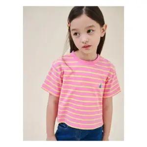 [25SS 10%][빈폴키즈] [Essential] 여아 스트라이프 반팔 티셔츠 라이트 핑크 (BI5242GE3Y)