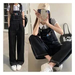 [SALE] 여성 그리드 청바지 생지 데님 멜빵팬츠