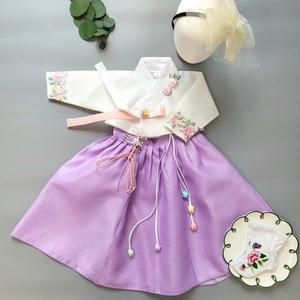 [샵마시모](여아한복) 옷소매 꽃잎 끝동 보라 돌 아기 1세부터 10세 설빔 추석빔