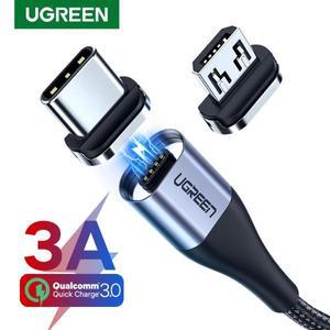 UGREEN-마그네틱 USB 충전 케이블 C 타입 마이크로 전화 샤오미 3A 휴대폰 와이어 코드, 자석 Xiaomi