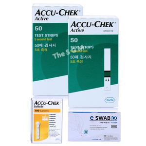아큐첵 액티브 당뇨 검사 혈당 시험지 측정지 100매(27년 01월)+정품침 100개+솜 100매