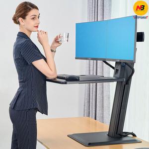 NB-ST15-2A 대형 듀얼 모니터 엘리베이션 책상 스탠드, 총 2~11kg/27인치(2대) 이내 지원, 대형 작업판 장착, 가스-실린더 방식, USB 연장 케이블 장착, 스탠드 방식, 한글 설치안내서 제공