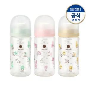[그린핑거]베베그로우 PPSU 퓨어베이비 젖병 트리플팩 280ml(노꼭지/북극곰+토끼+강아지)