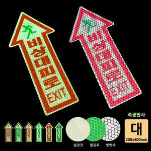 바닥용 비상대피로 고휘도 축광 반사스티커 EXIT 비상구 안내표지판 대 200x400mm 6종