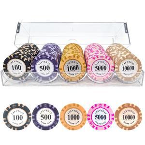 카지노칩 국제규격 마카오 포커칩 하드케이스 세트 100P 200P 300P 500P, 숫자칩 100P 투..., 1개